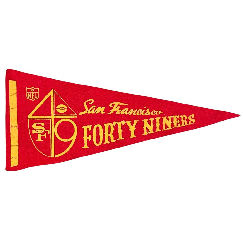 San Francisco 49ers Vintage 1960s Mini Felt Pennant Forty Niners NFL Red Gold